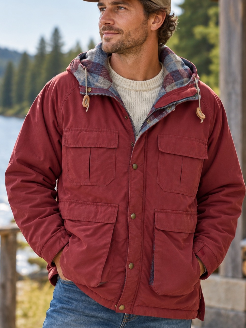 L.L. Bean Vintage Baxter State Flannel Lined Parka Jacket